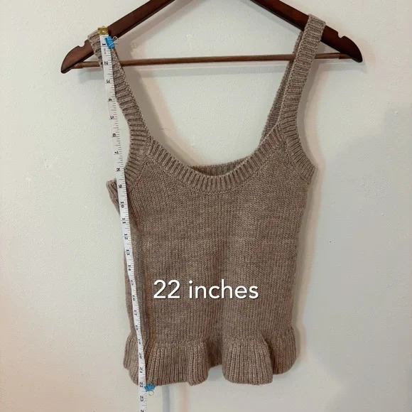 Sweater Cropped Ruffle Tank Top gray/brown NWT - Picture 6 of 9